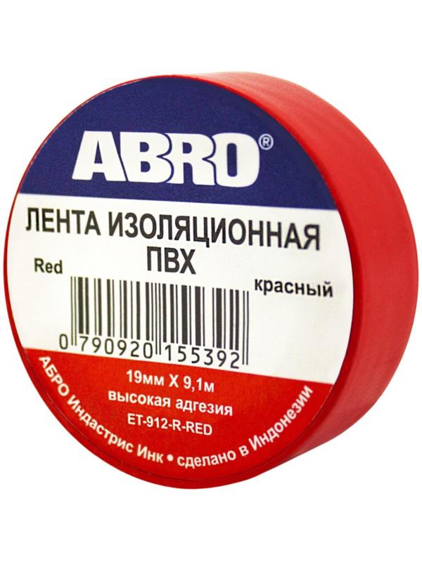Изолента красная ABRO, 19 мм х 9,1 м ET-912-RD