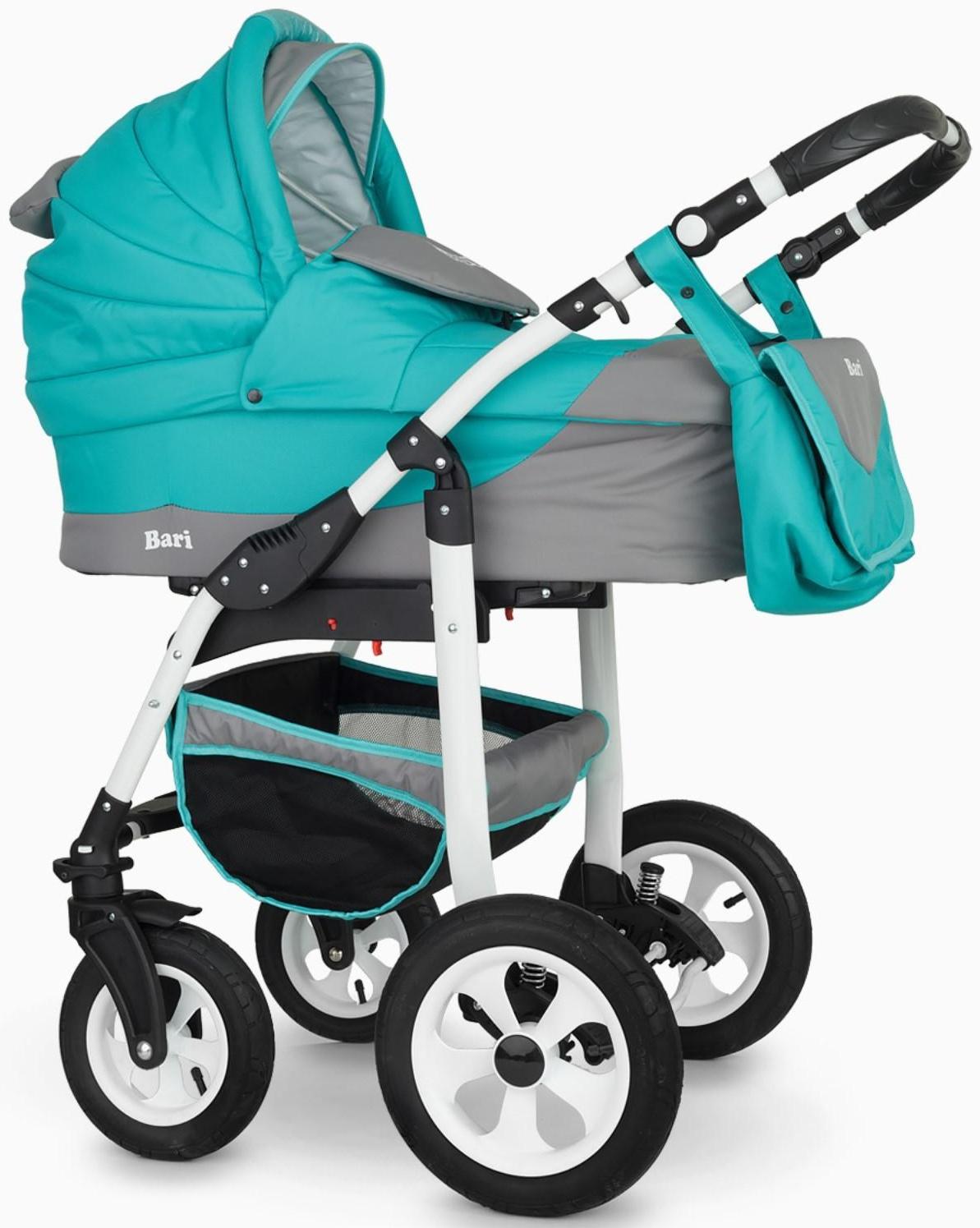 Коляска 2 в 1 Bartplast Bari, цвет серый, бирюза