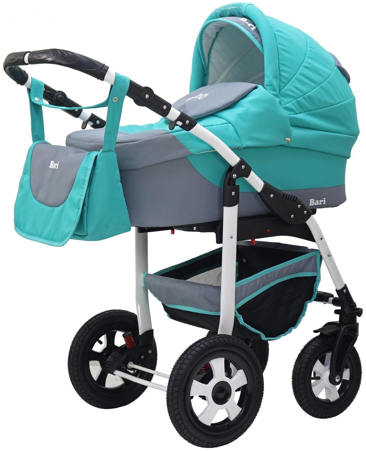 Коляска 2 в 1 Bartplast Bari, цвет серый, бирюза