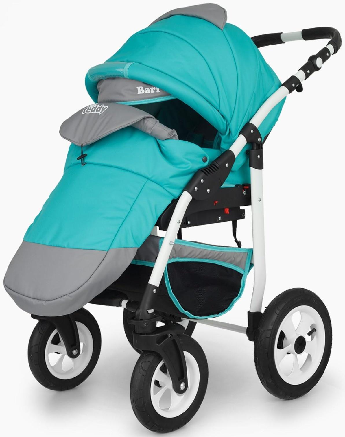 Коляска 2 в 1 Bartplast Bari, цвет серый, бирюза