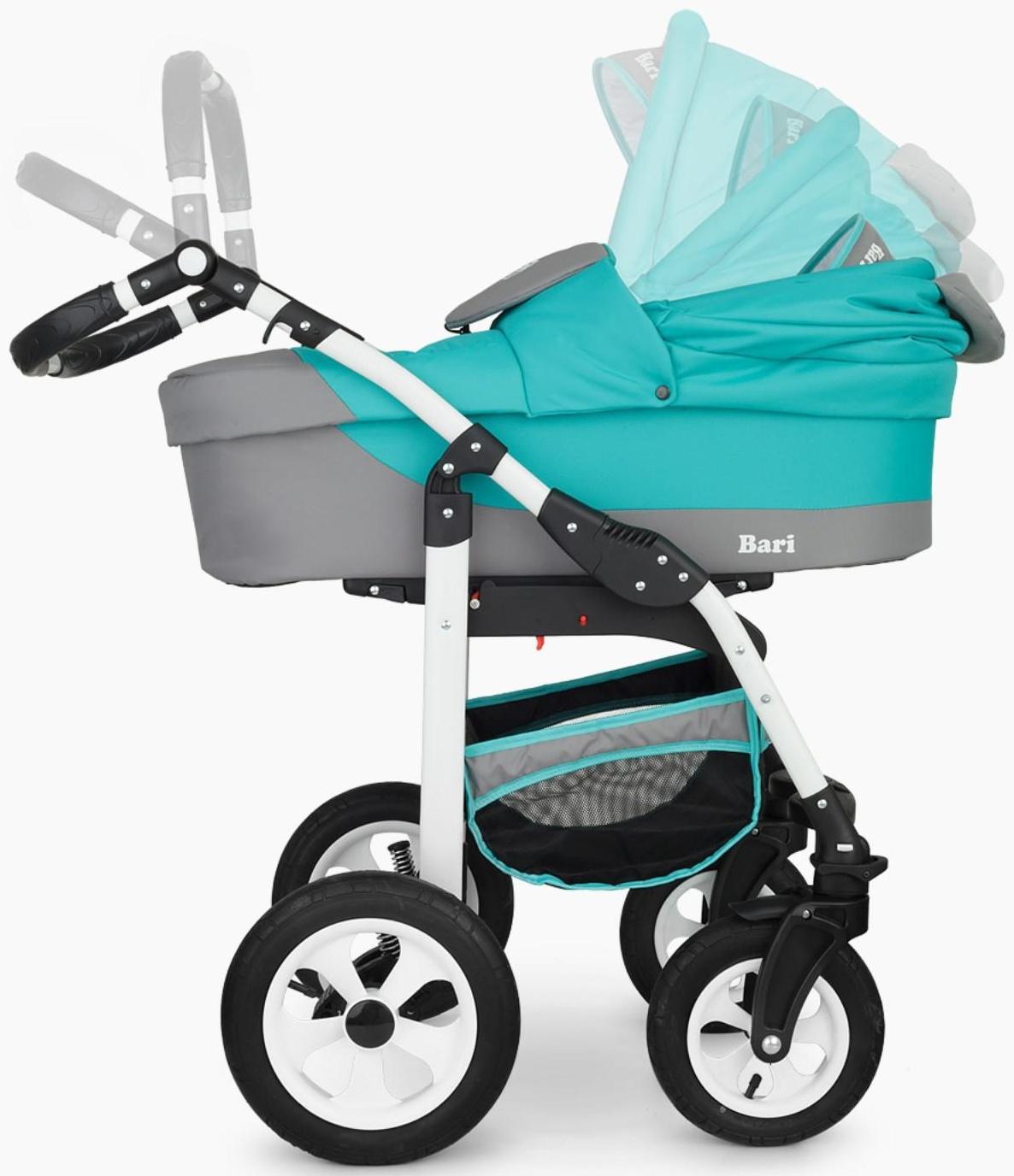 Коляска 2 в 1 Bartplast Bari, цвет серый, бирюза