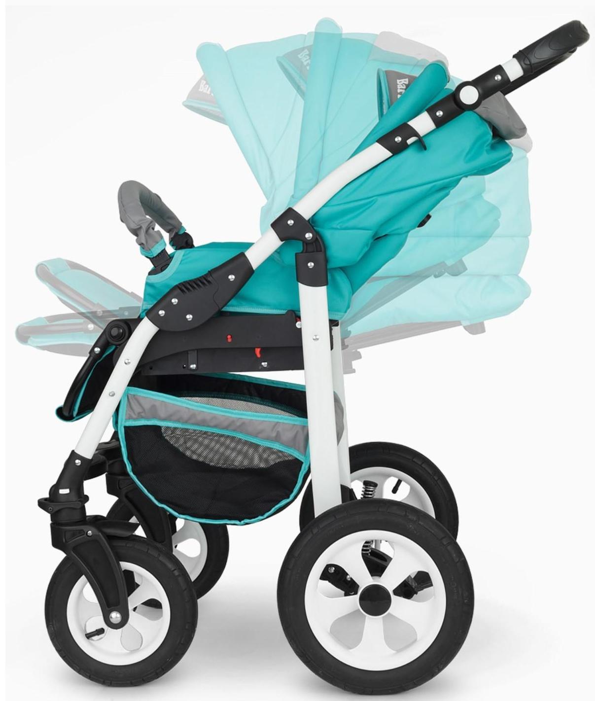 Коляска 2 в 1 Bartplast Bari, цвет серый, бирюза