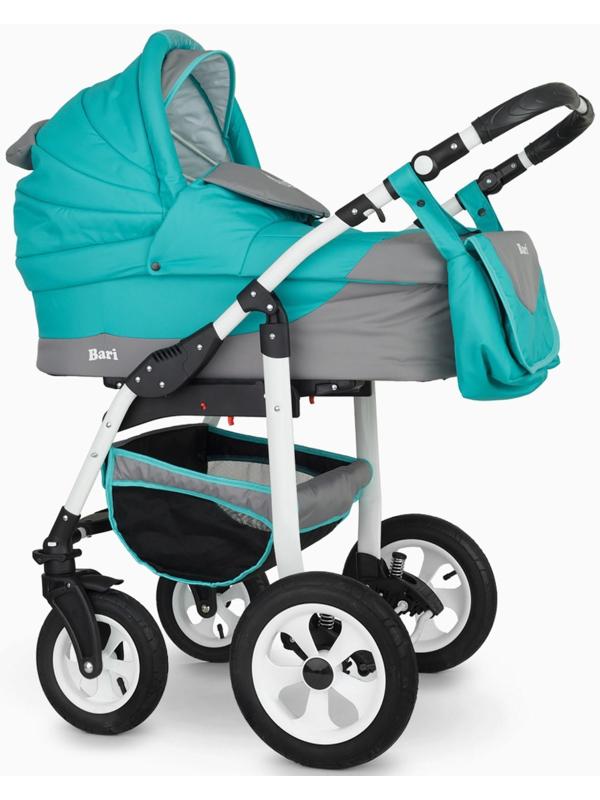 Коляска 2 в 1 Bartplast Bari, цвет серый, бирюза
