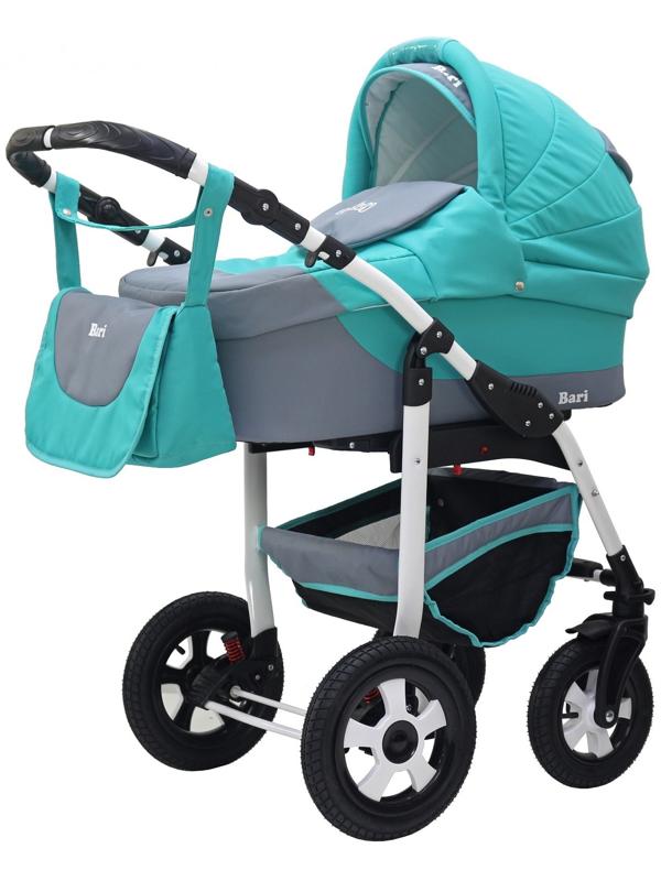 Коляска 2 в 1 Bartplast Bari, цвет серый, бирюза