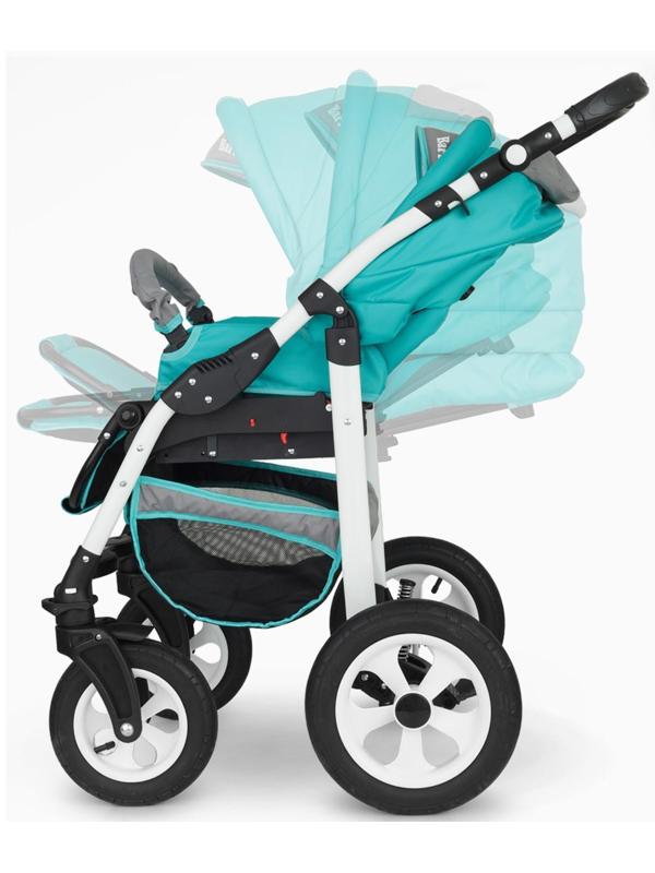 Коляска 2 в 1 Bartplast Bari, цвет серый, бирюза