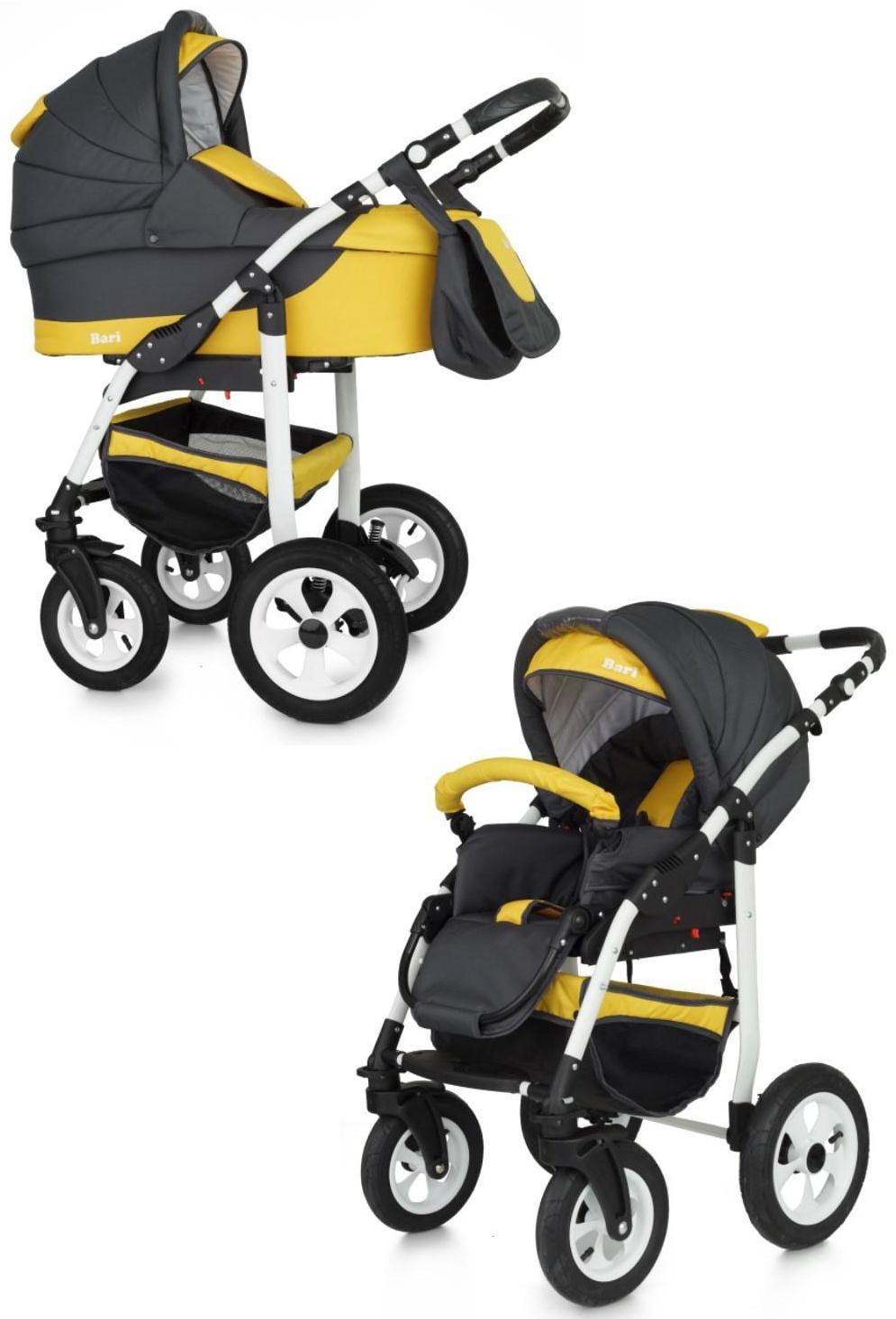 Коляска 2 в 1 Bartplast Bari, цвет серый, жёлтый