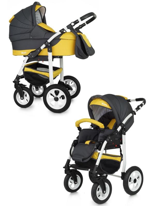 Коляска 2 в 1 Bartplast Bari, цвет серый, жёлтый