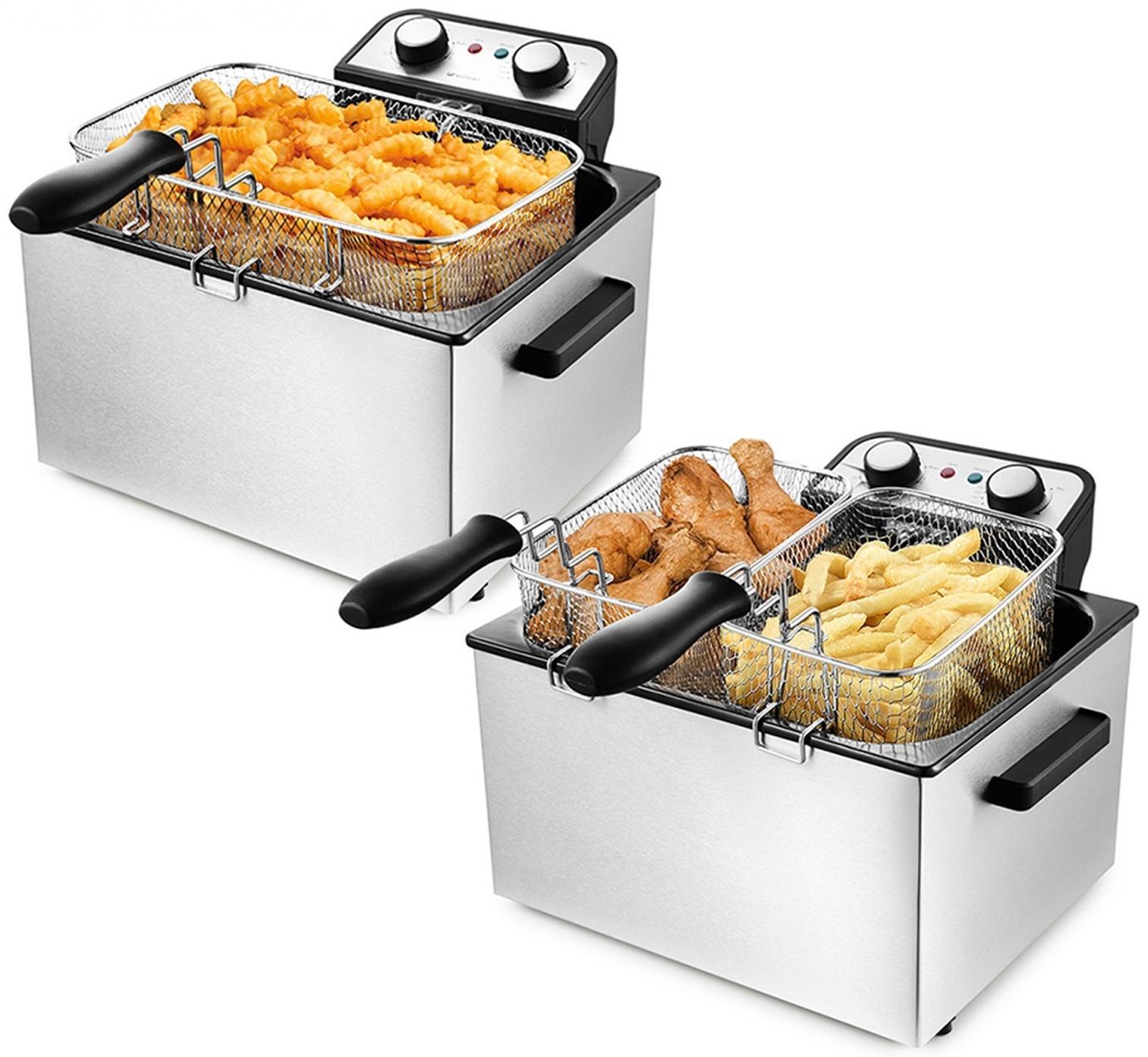 Фритюрница Kitfort КТ-2025, 3270 Вт, чаша 10 л, корзина 4.7/2 л, чёрная