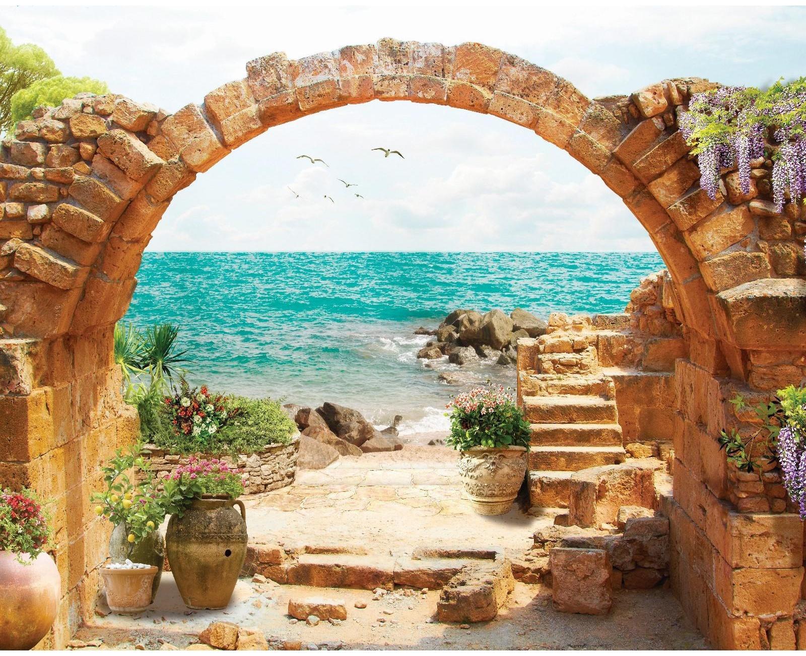 Фотосетка, 250 × 200 см, с фотопечатью, люверсы шаг 1 м, «Выход к морю»