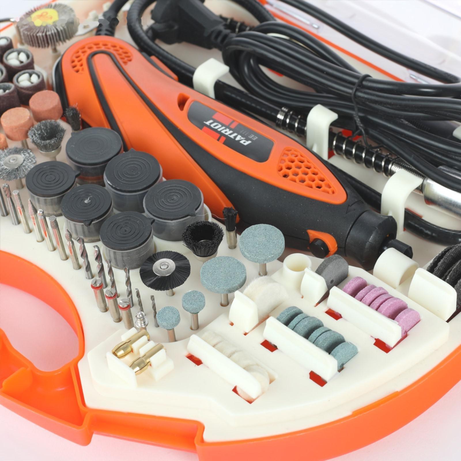 Гравер электрический PATRIOT EE111, 140Вт, 32000 об/мин, цанга 2.3/3.2 мм, 210 насадок