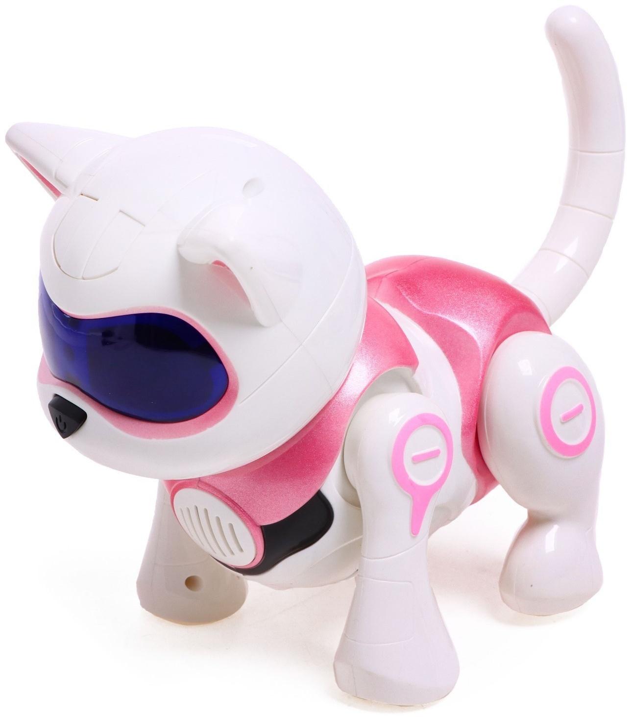 Робот кот «Новогодняя Джесси» IQ BOT, интерактивный: сенсорный, музыкальный, танцующий, свет, звук, на аккумуляторе, на русском языке, розовый