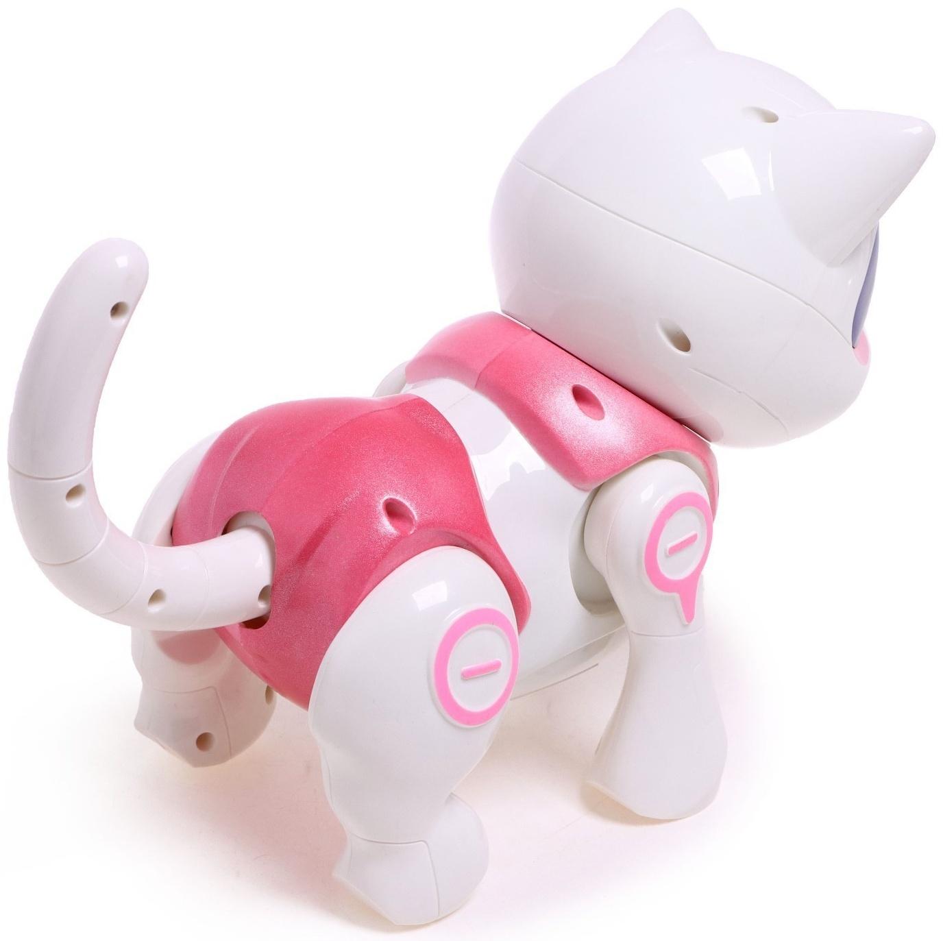 Робот кот «Новогодняя Джесси» IQ BOT, интерактивный: сенсорный, музыкальный, танцующий, свет, звук, на аккумуляторе, на русском языке, розовый