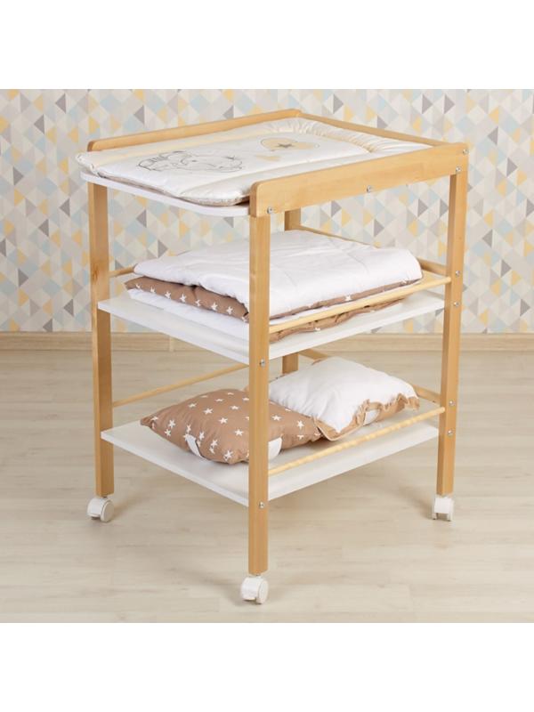 Пеленальный столик Polini kids Simple 1090, 565х714х915 мм, натуральный-белый