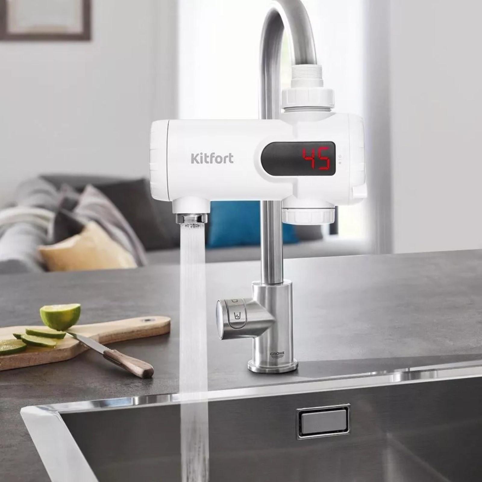 Проточный водонагреватель Kitfort КТ-4033, 3300 Вт, 6л/мин, белый