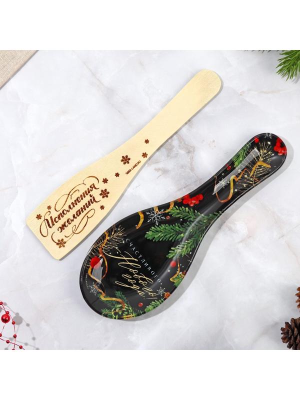Набор «Счастливого Нового года», подставка под ложку, лопатка