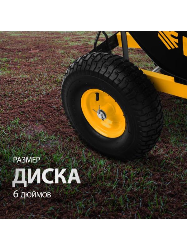 Тачка строительная, усиленная, двухколёсная: груз/п 250 кг, объём 140 л, Denzel