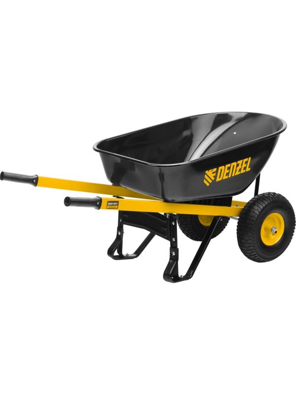 Тачка строительная, усиленная, двухколёсная: груз/п 250 кг, объём 140 л, Denzel