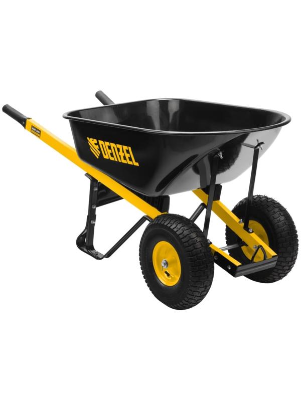 Тачка строительная, усиленная, двухколёсная: груз/п 250 кг, объём 140 л, Denzel