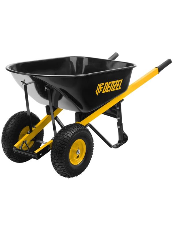 Тачка строительная, усиленная, двухколёсная: груз/п 250 кг, объём 140 л, Denzel