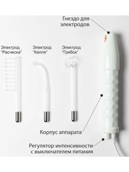 Дарсонваль для лица, тела и волос IM-01, импульсный, 3 насадки, от сети, белый