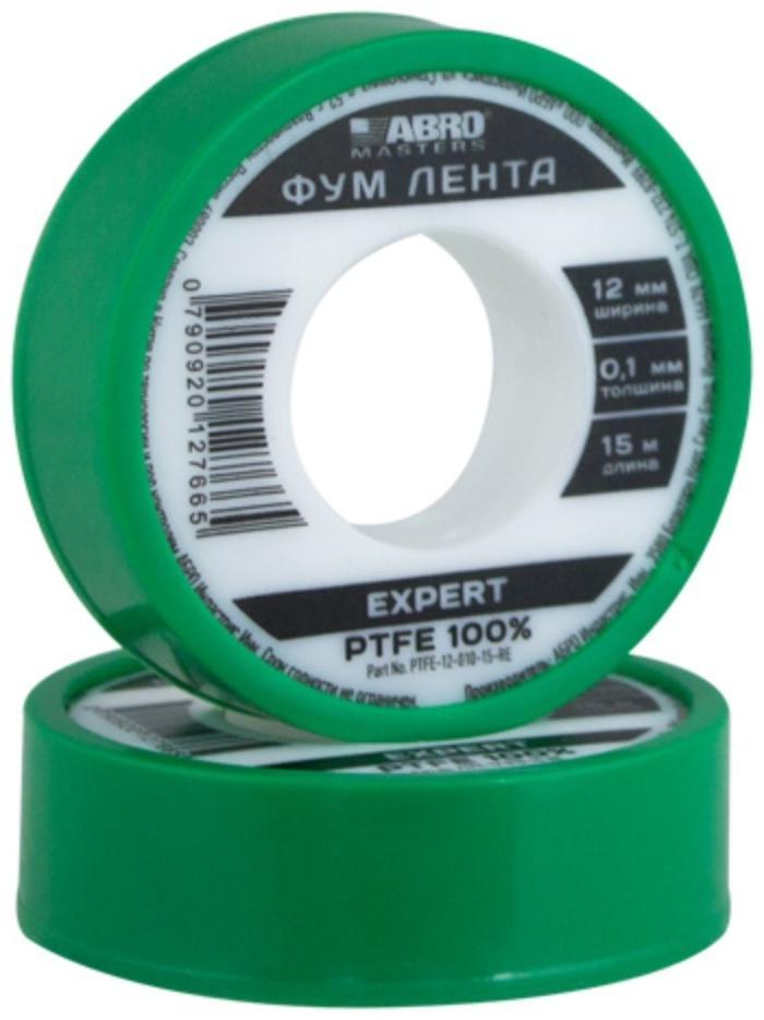 ФУМ Лента ABRO, 12 мм х 0,075 мм х 10 м, PTFE-12-010-15-RE