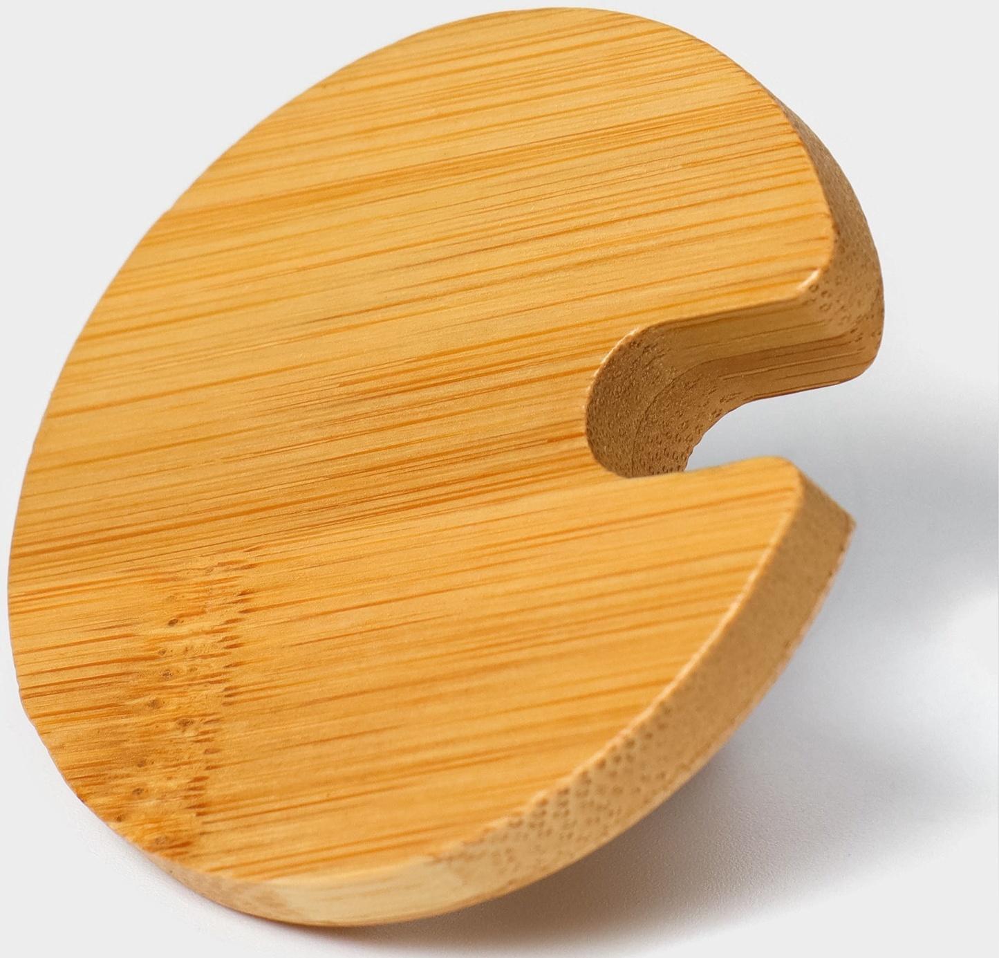 Крышка для ёмкостей Доляна, d=5,5 см, с ручкой, бамбук