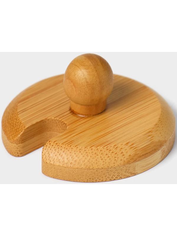 Крышка для ёмкостей Доляна, d=5,5 см, с ручкой, бамбук
