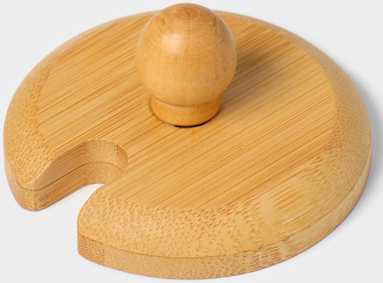 Крышка для ёмкостей Доляна, d=6 см, с ручкой, бамбук