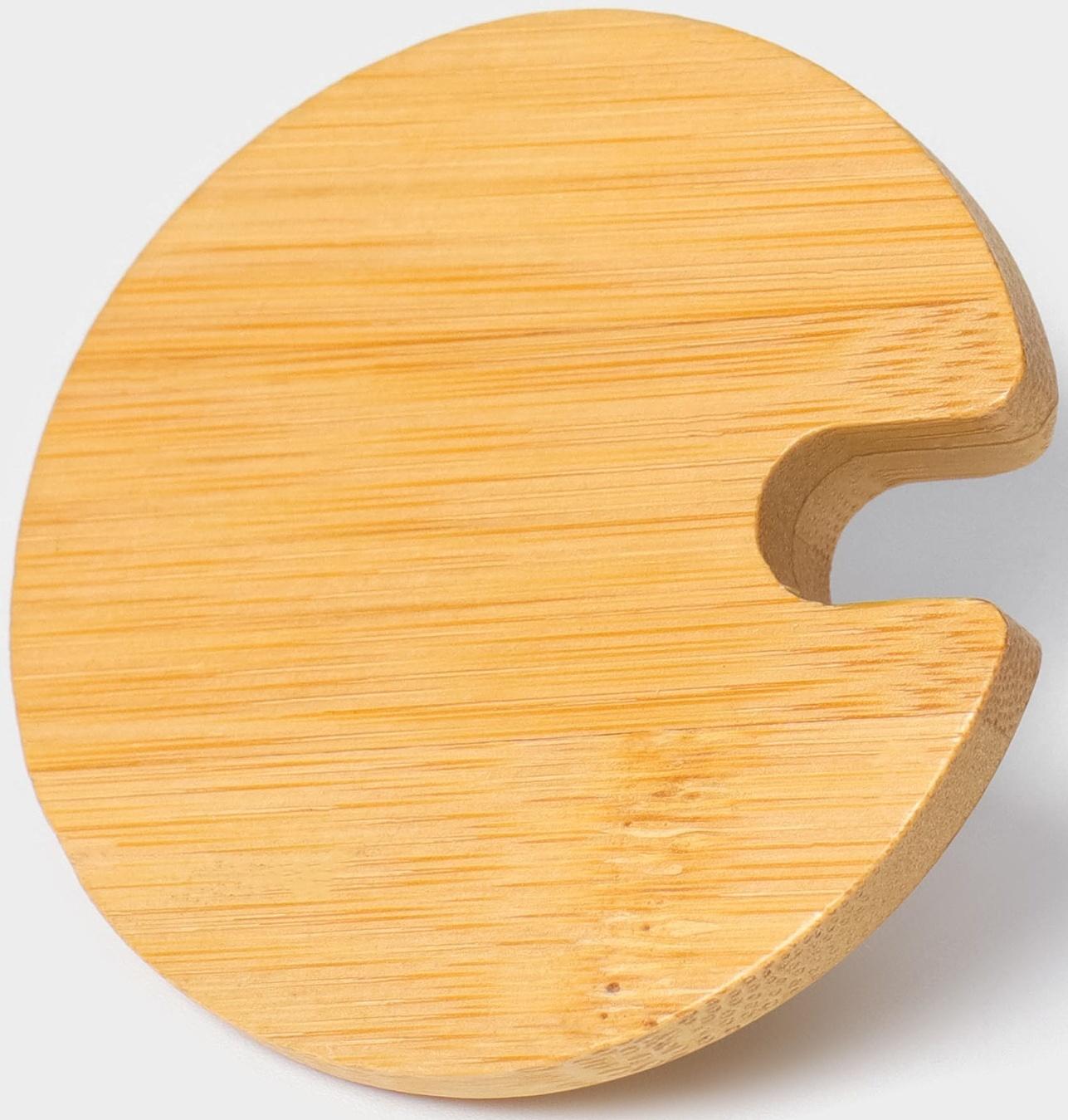 Крышка для ёмкостей Доляна, d=6 см, с ручкой, бамбук