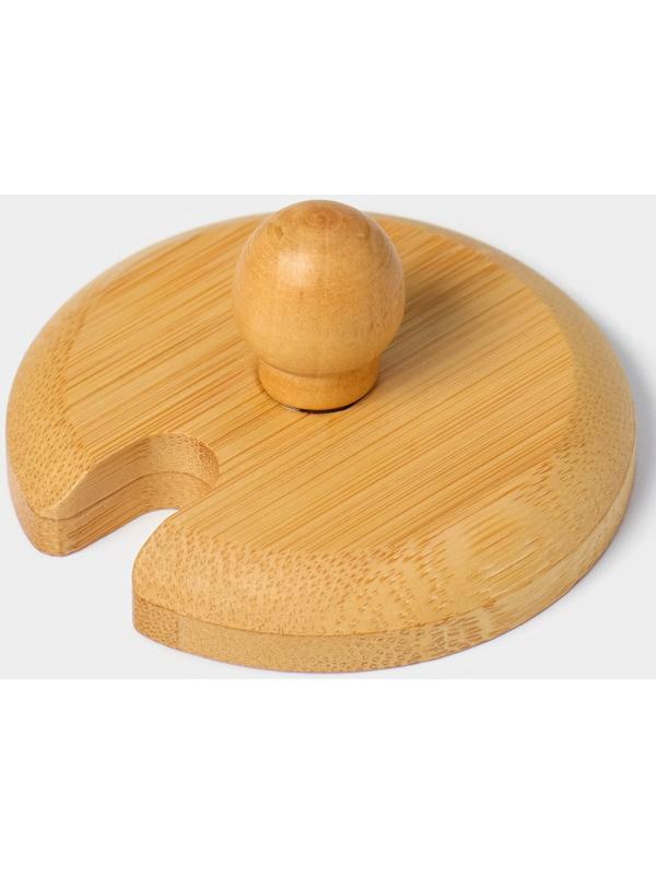 Крышка для ёмкостей Доляна, d=6 см, с ручкой, бамбук