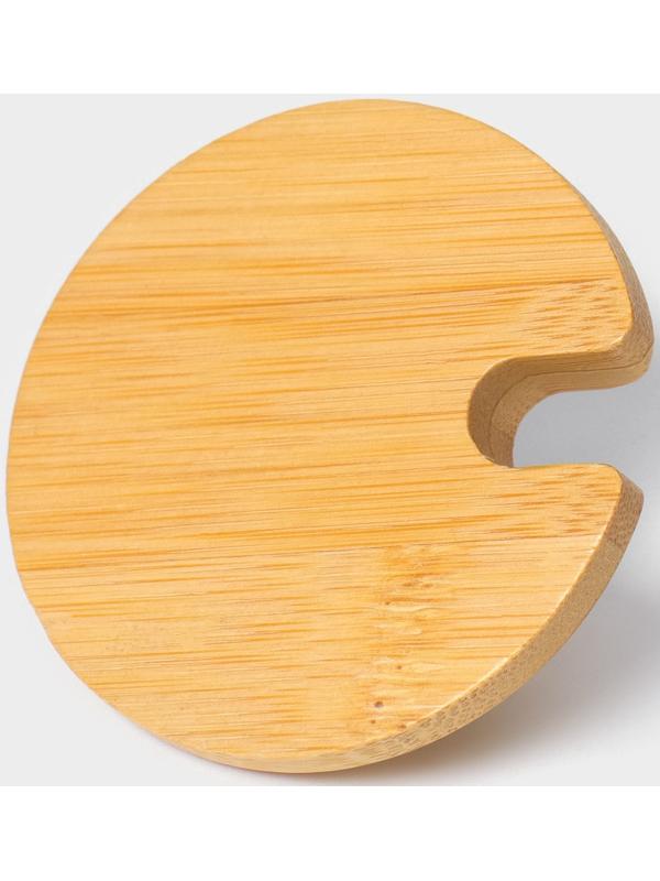 Крышка для ёмкостей Доляна, d=6 см, с ручкой, бамбук