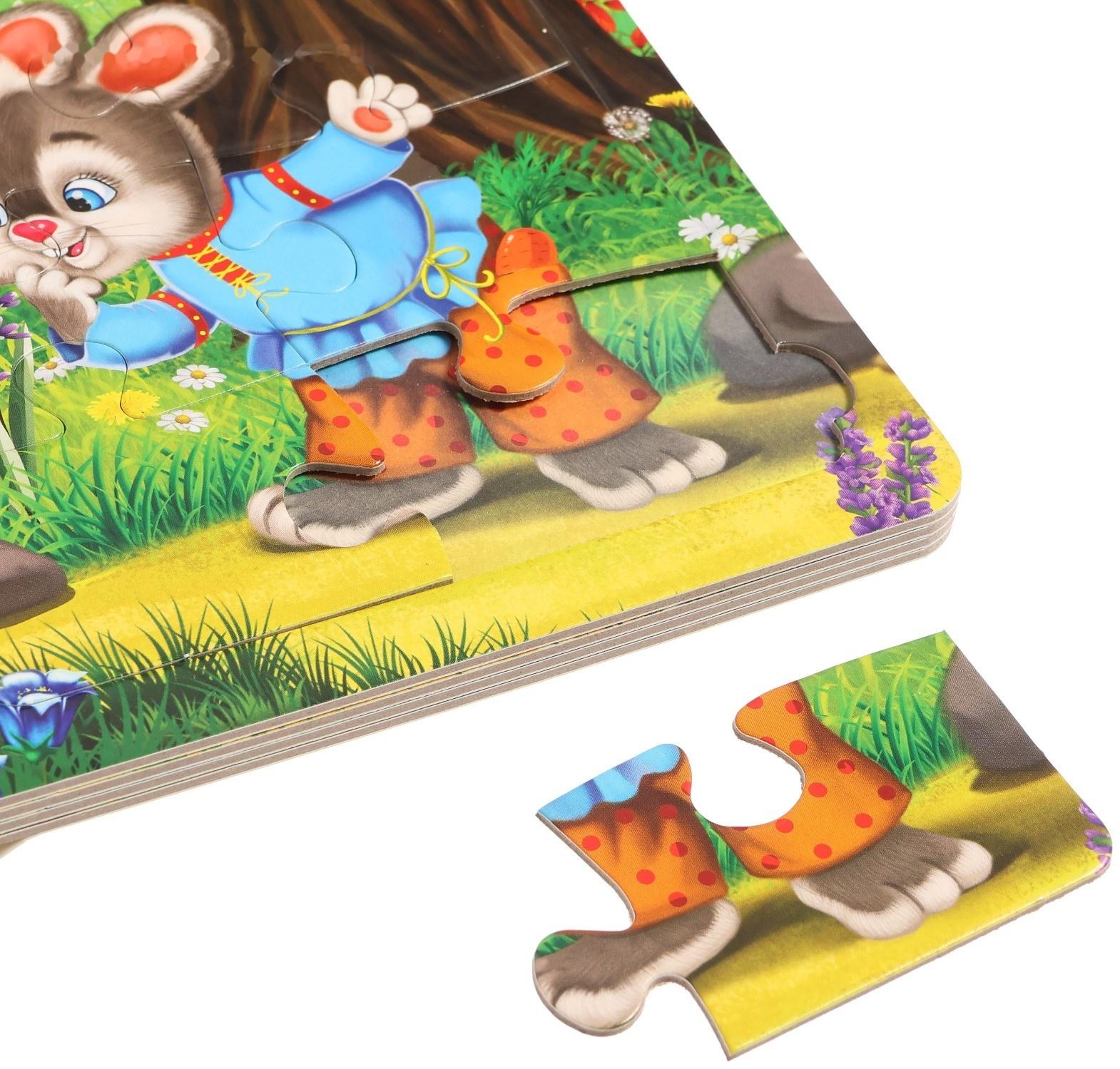 Картонная книга «Колобок», с 5 пазлами, 2 в 1