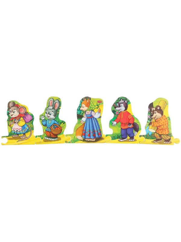 Картонная книга «Теремок» Афанасьев А. Н., с 5 пазлами в виде цепочки