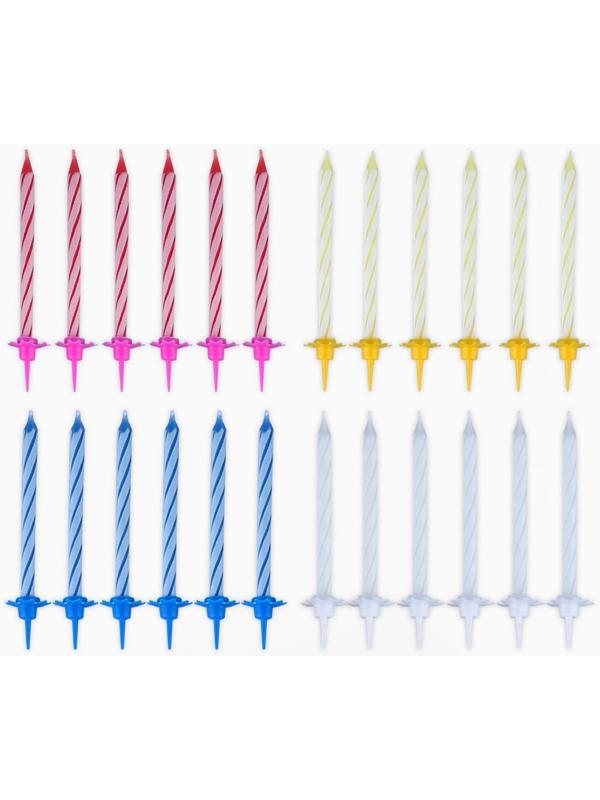 Свечи в торт в наборе с лопаткой для торта «С Днём Рождения», синяя лопатка,17 х 27,7 см