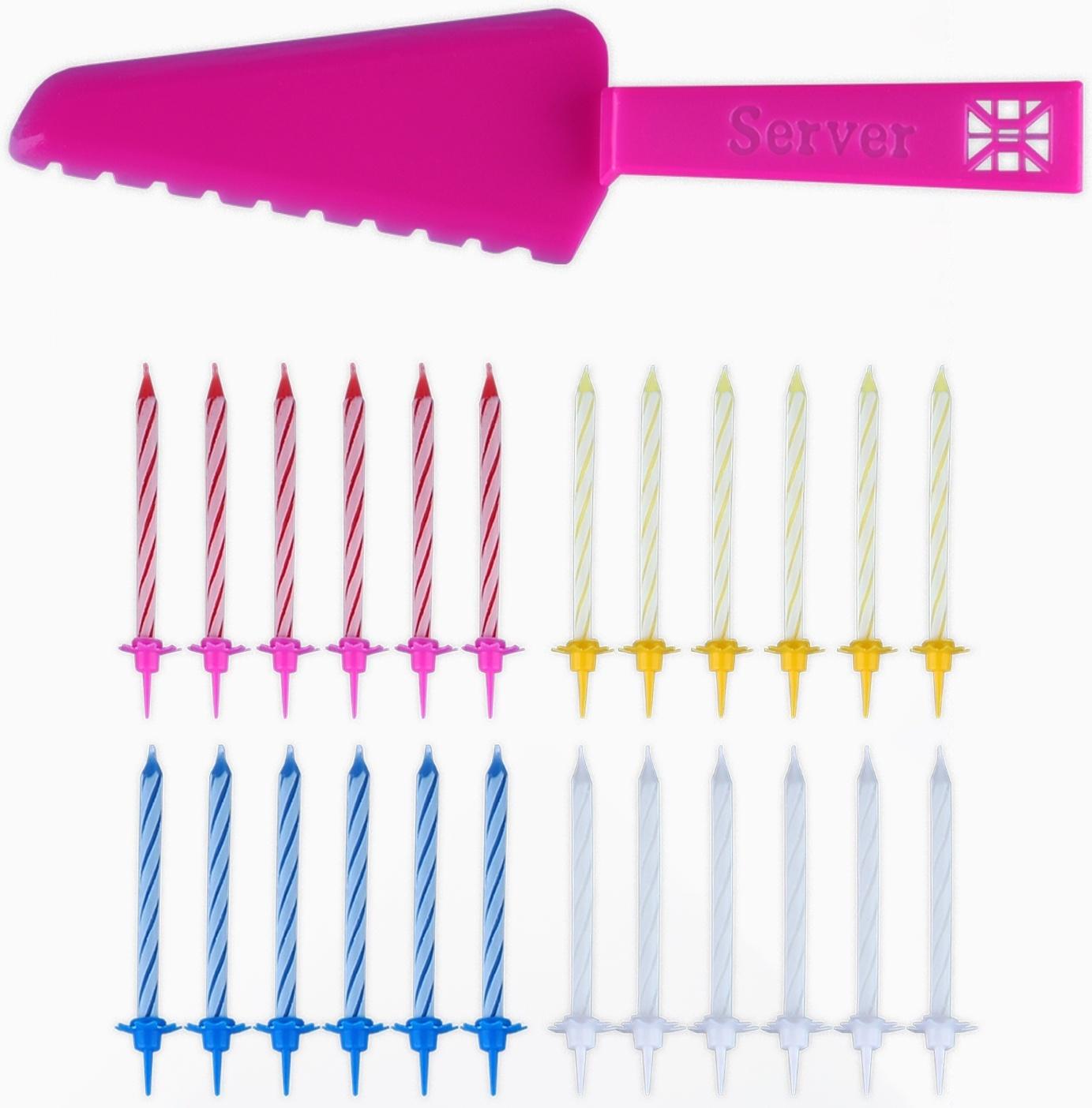 Свечи в торт в наборе с лопаткой для торта «С Днём Рождения», розовая лопатка, 17 х 27,7 см