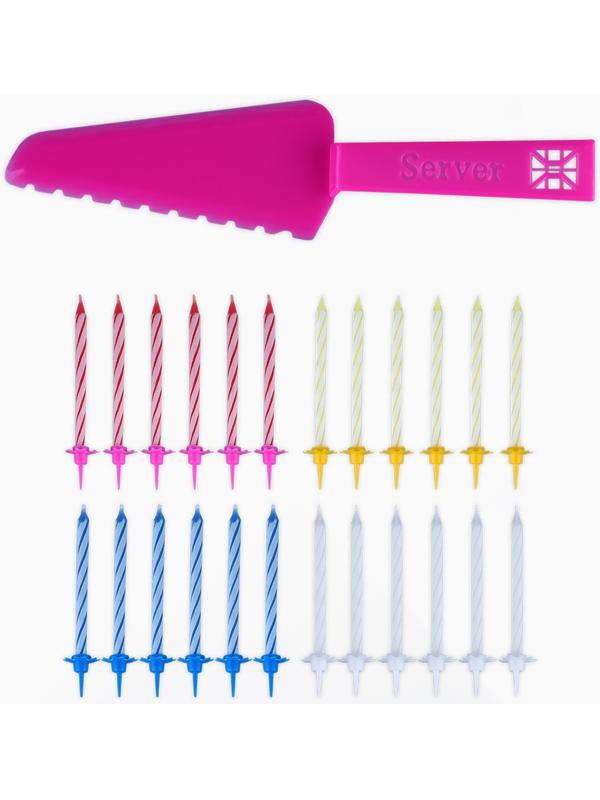 Свечи в торт в наборе с лопаткой для торта «С Днём Рождения», розовая лопатка, 17 х 27,7 см