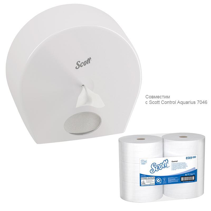 Бумага туалетная д/дисп KK Scott Controll с ЦВ 2х сл бел 314м 6 рул/уп 8569