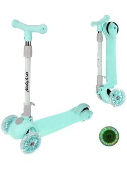 Самокат Moby Kids FLY, складной, 120 PU со светом, мятный