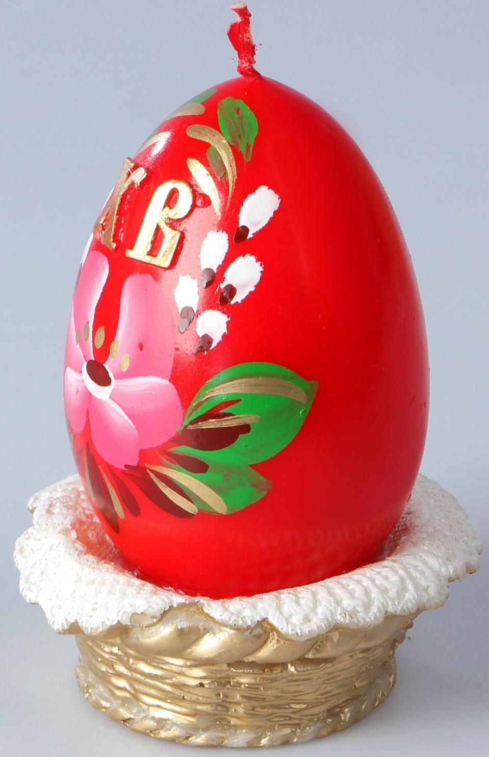 Декоративная свеча «Пасхальное яйцо в лукошке»