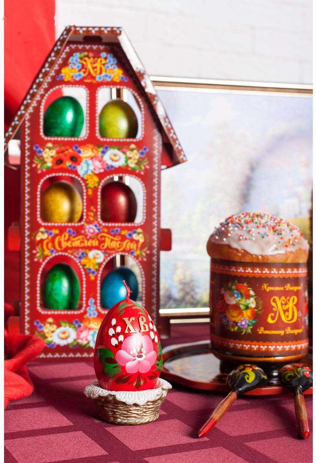 Декоративная свеча «Пасхальное яйцо в лукошке»