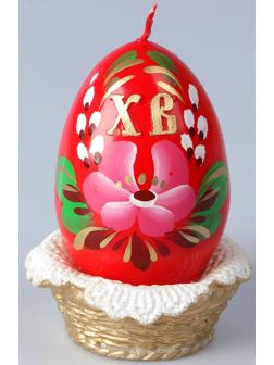 Декоративная свеча «Пасхальное яйцо в лукошке»
