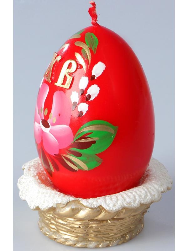 Декоративная свеча «Пасхальное яйцо в лукошке»