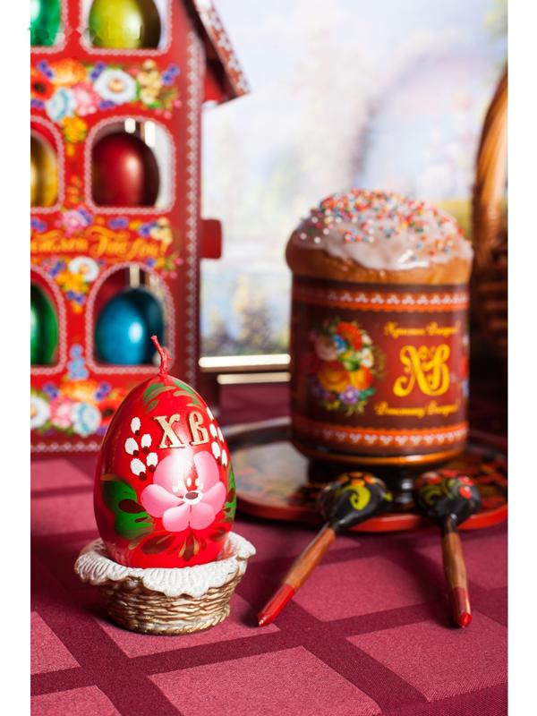 Декоративная свеча «Пасхальное яйцо в лукошке»