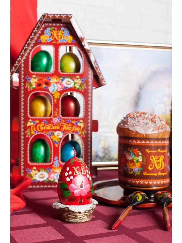 Декоративная свеча «Пасхальное яйцо в лукошке»