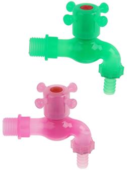 Кран водоразборный ZEIN, со штуцером, с крестовой ручкой, PP, зеленый