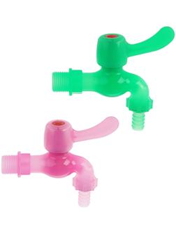 Кран водоразборный ZEIN, со штуцером, с плоской ручкой, PP, зеленый