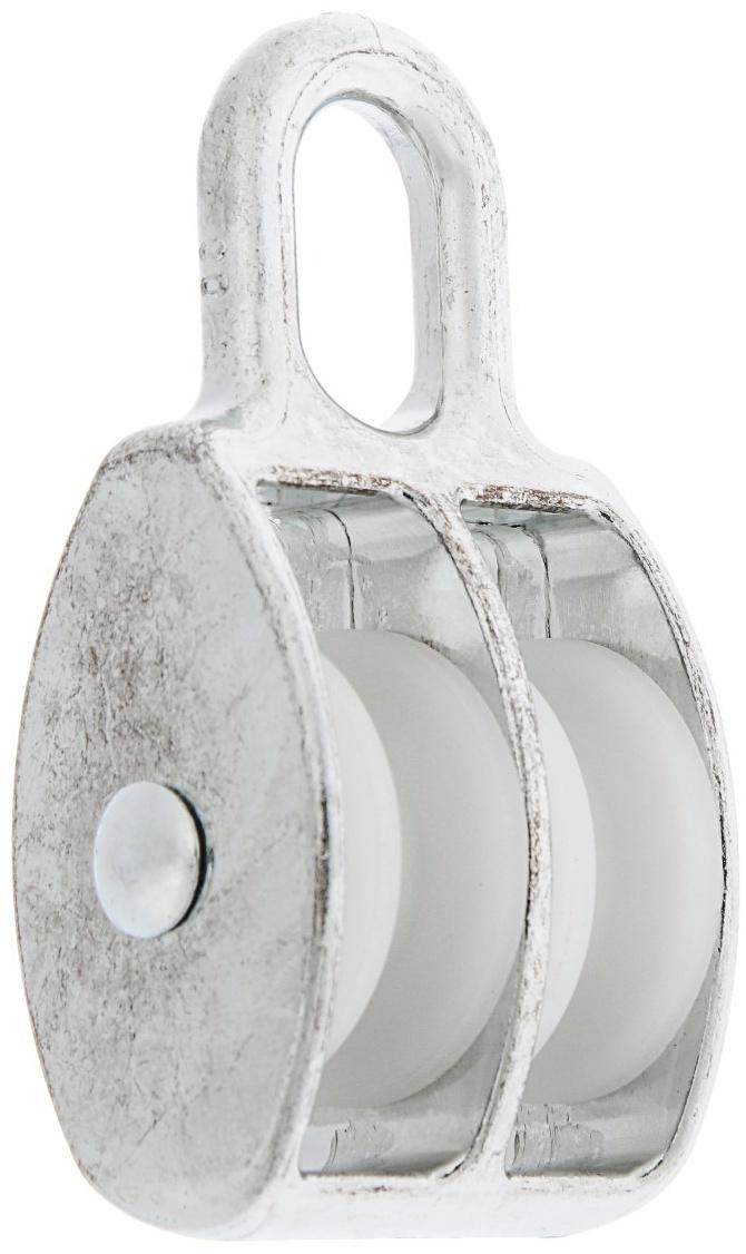 Блок двойной ТУНДРА krep, с нейлоновым шкивом, 30 мм, 1 шт.