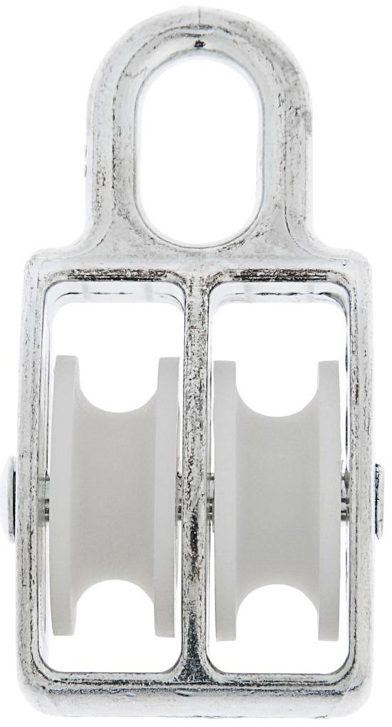 Блок двойной ТУНДРА krep, с нейлоновым шкивом, 30 мм, 1 шт.