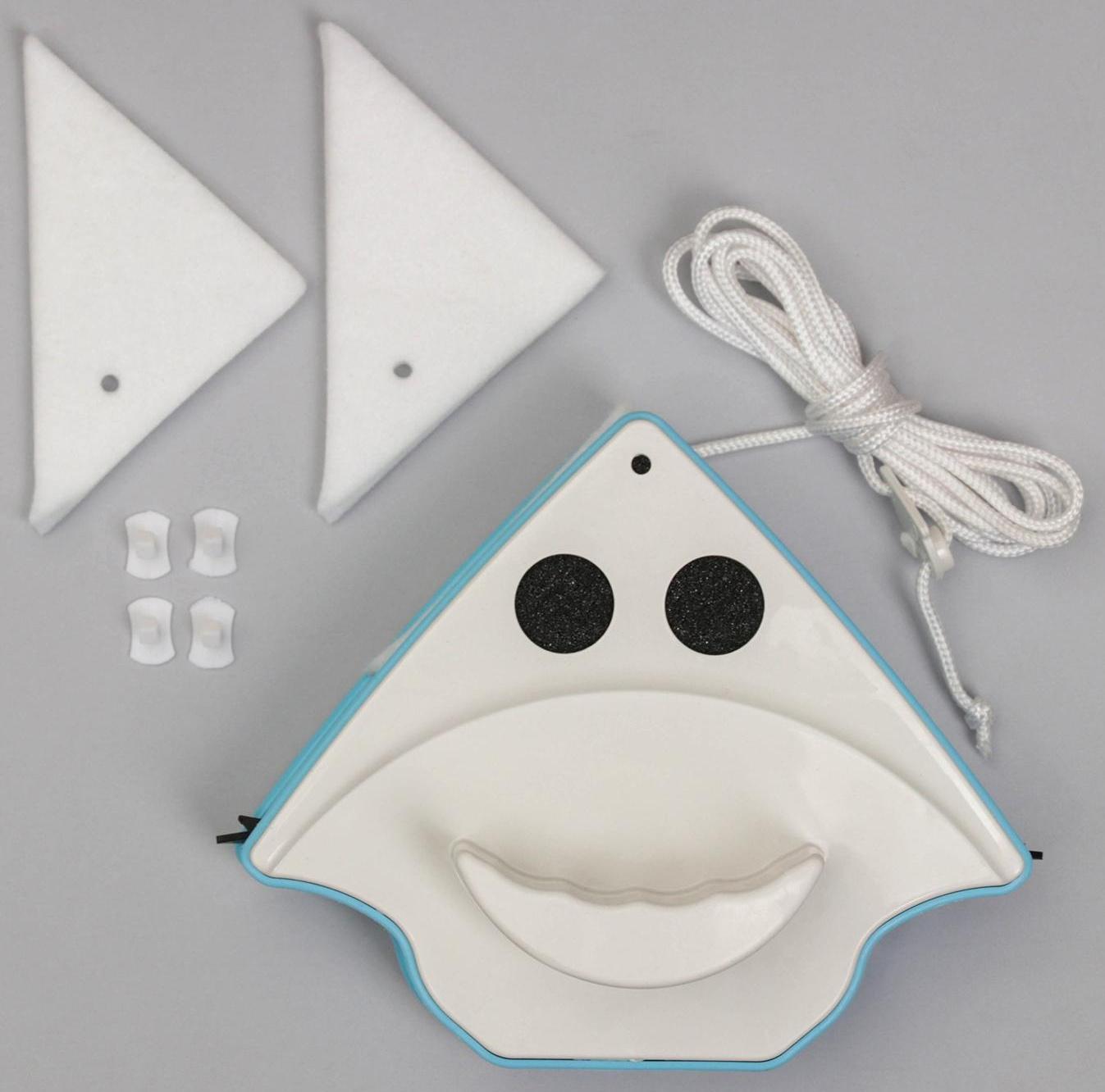 Магнитная щётка для мытья окон с двух сторон Доляна, с водосгоном, на стекло 3-8 мм