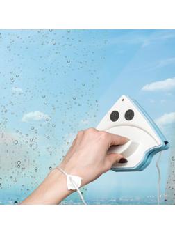 Магнитная щётка для мытья окон с двух сторон Доляна, с водосгоном, на стекло 3-8 мм